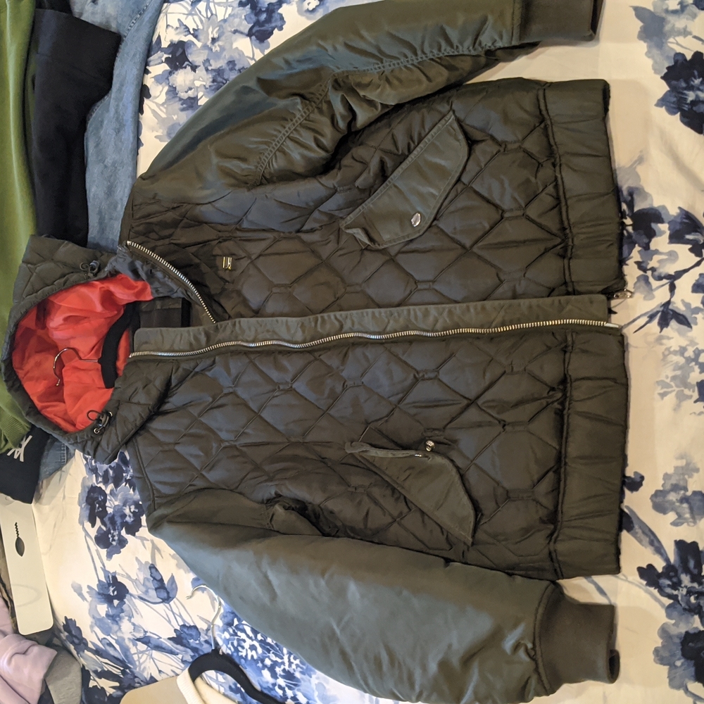 G-Star Raw Olive Green Quilted Overshirt/Hoodie, Medium